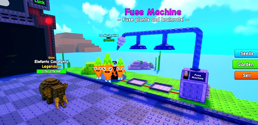 Plants vs Brainrots player using the fuse machine